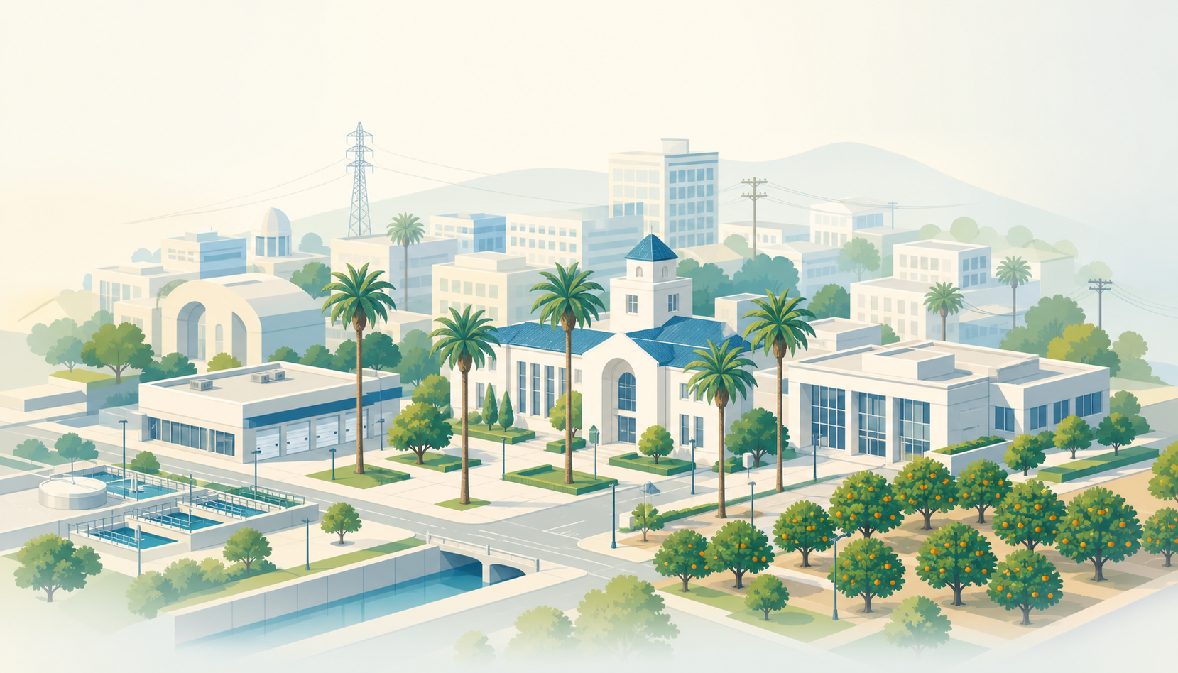 Anaheim isometric civic illustration